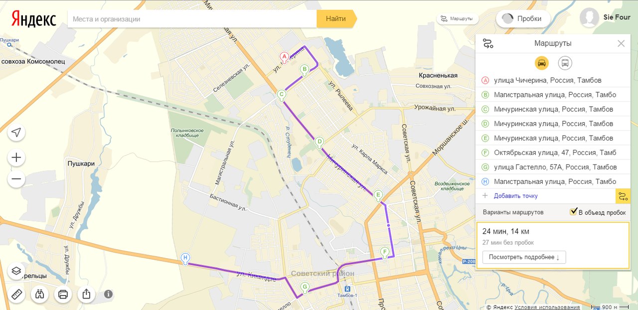 Карта автобусов тамбов