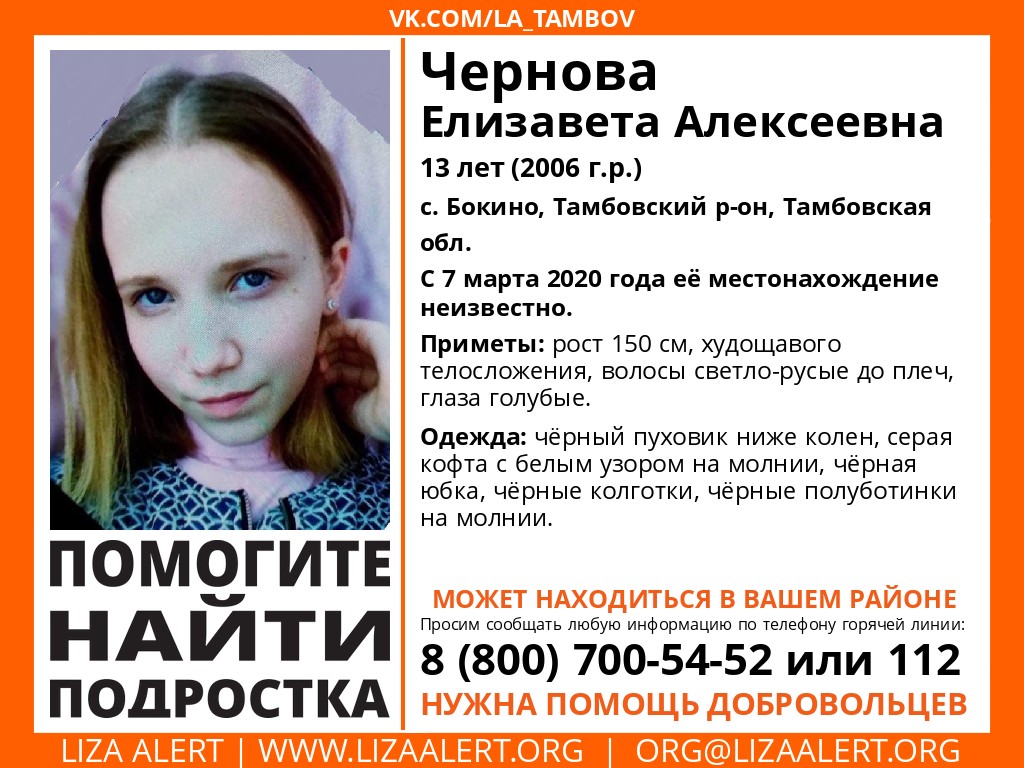 Под Тамбовом продолжаются поиски пропавшей 13-летней девочки | 09.03.2020 |  Тамбов - БезФормата