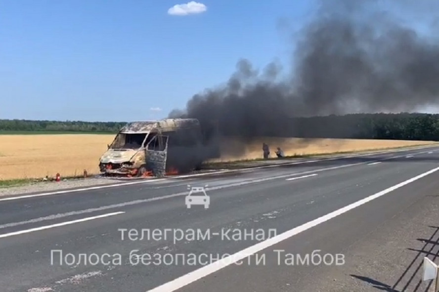 На трассе в Тамбовской области на ходу загорелся "Mercedes"