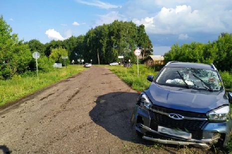 В Кирсановском районе иномарка сбила дорожный знак и перевернулась